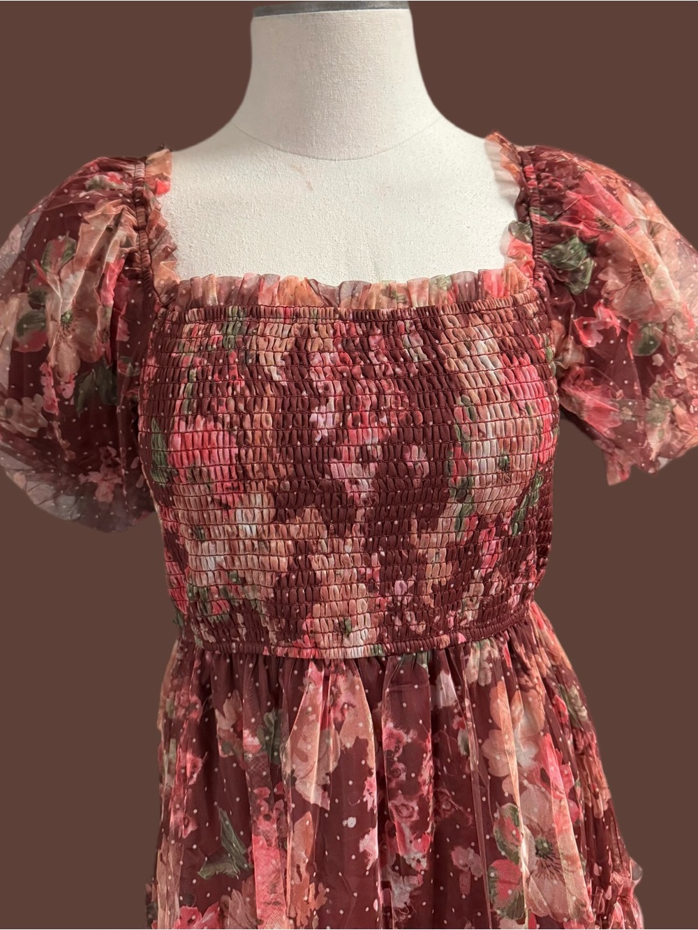 Blu Pepper Floral Maxi Dress in Pink and Burgundy - Picture 2 of 4